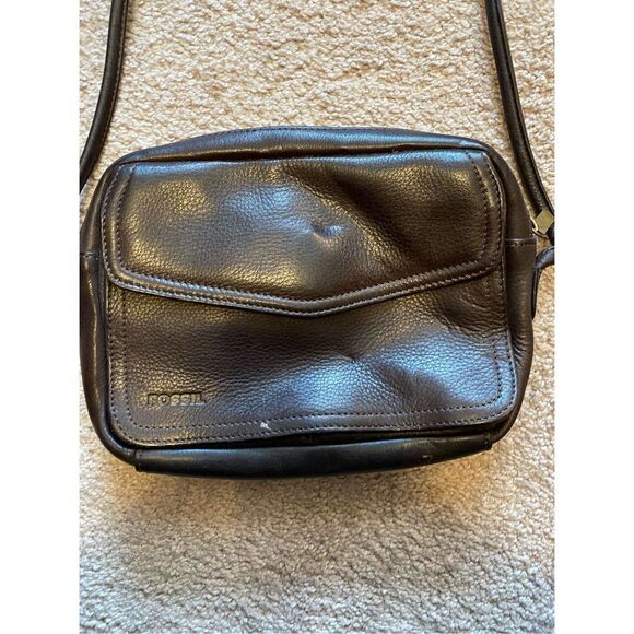 Vintage Y2K Fossil Brown Leather Envelope Crossbody - Picture 1 of 10